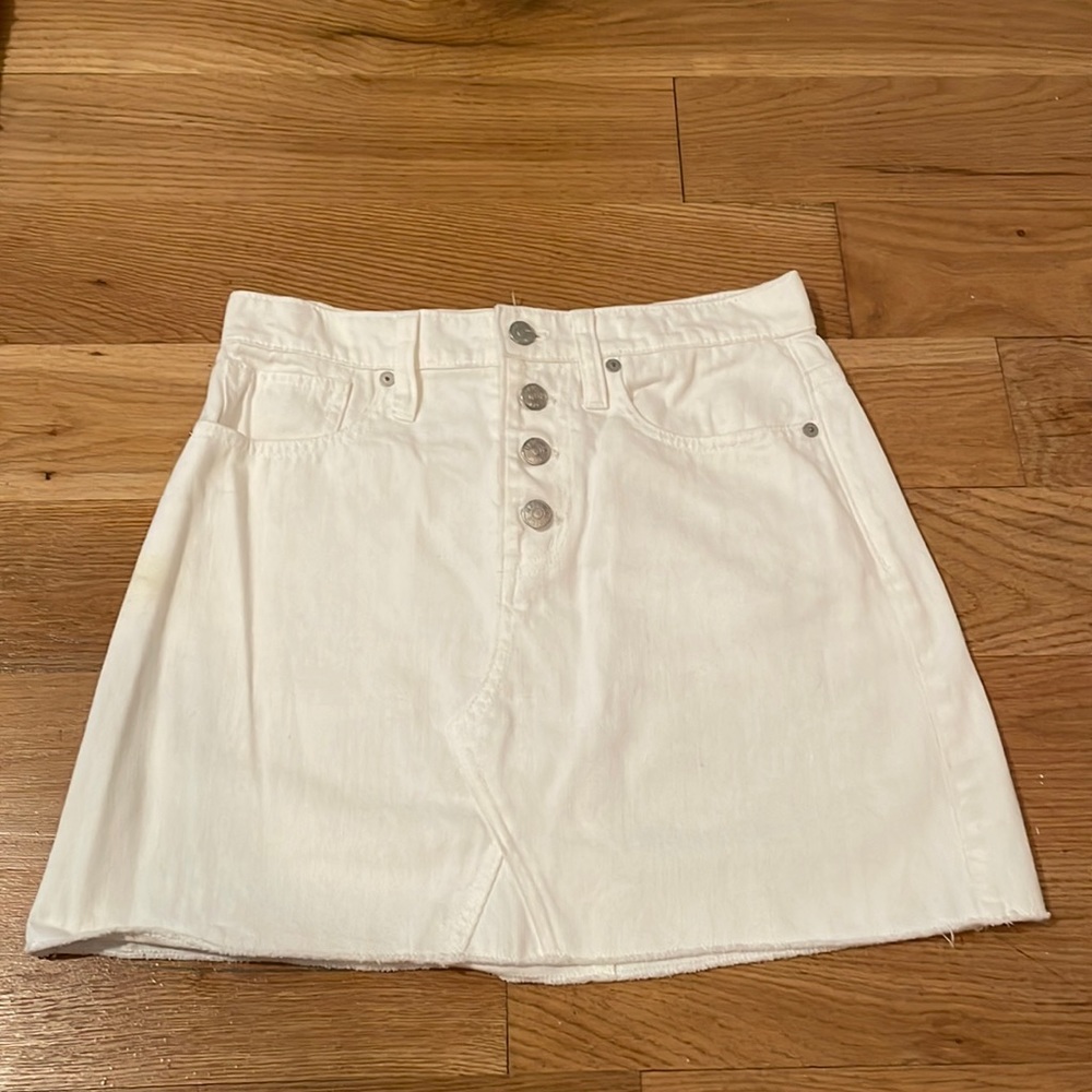 madewell white denim cutoff mini skirt